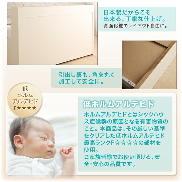 【新商品】お客様組立 国産 ワイド深型引き出しチェストベッド 棚・コンセント付 Lage ラージュ 薄型プレミアムポケットコイルマットレス付き ダブル 送料無料