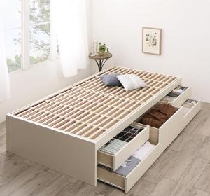 【新商品】お客様組立 国産 清潔すのこ ヘッドレスチェストベッド Renitsa レニツァ ベッドフレームのみ セミシングル 送料無料