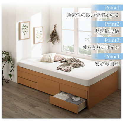 【新商品】組立設置付 国産 清潔すのこ ヘッドレスチェストベッド Renitsa レニツァ マルチラススーパースプリングマットレス付き シングル 送料無料