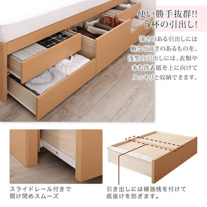 組立設置付 国産 清潔すのこ ヘッドレスチェストベッド Renitsa レニツァ 薄型抗菌国産ポケットコイルマットレス付き セミダブル 送料無料