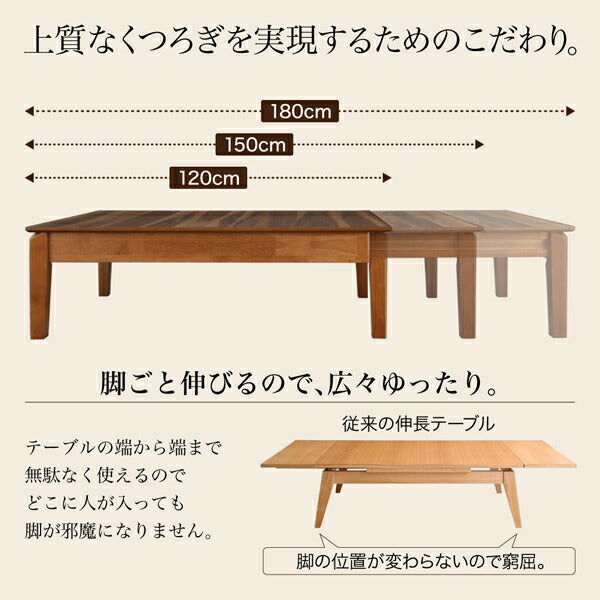 【新商品】3段階伸長式 天然木ウォールナットエクステンションリビングテーブル SIELTA シエルタ W120-180 送料無料