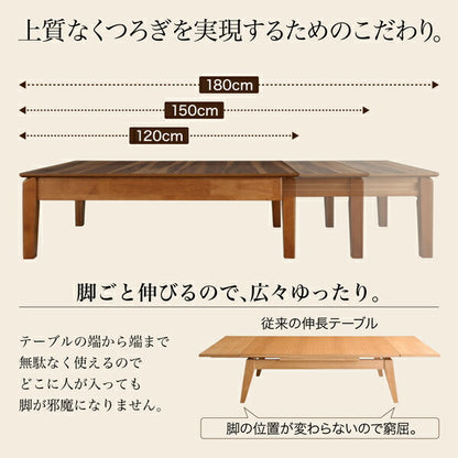 【新商品】3段階伸長式 天然木ウォールナットエクステンションリビングテーブル SIELTA シエルタ W120-180 送料無料