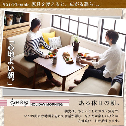 【新商品】こたつもソファも高さ調節できる 収納付きリビングダイニングセット Sheld シェルド 5点セット(テーブル+2Pソファ1脚+1Pソファ2脚+コーナーソファ1脚) W105 送料無料