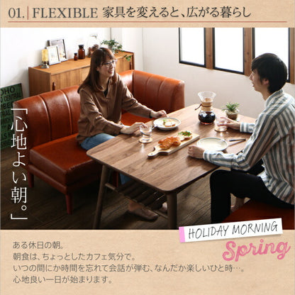 【新商品】組立設置付き こたつもソファも高さ調節できる 棚付きリビングダイニングセット Norld ノールド ダイニングこたつテーブル W105 送料無料