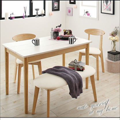 【新商品】組立設置付き カワイイテイスト ダイニング Lauren ローレン 4点セット(テーブル+チェア2脚+ベンチ1脚) W115 送料無料