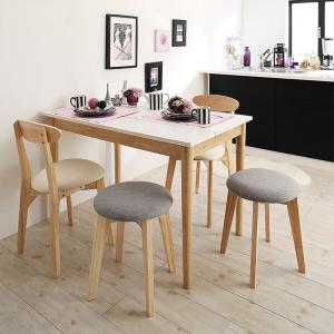 【新商品】カワイイテイスト ダイニング Lauren ローレン 5点セット(テーブル+チェア2脚＋スツール2脚) W115 送料無料