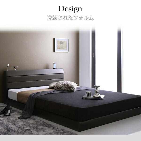 【新商品】棚・コンセント付きレザーすのこベッド Ivan イヴァン ベッドフレームのみ ダブル 送料無料