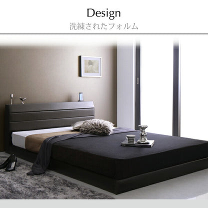 【新商品】棚・コンセント付きレザーすのこベッド Ivan イヴァン ラテックス入り国産ポケットコイルマットレス付き ダブル 送料無料