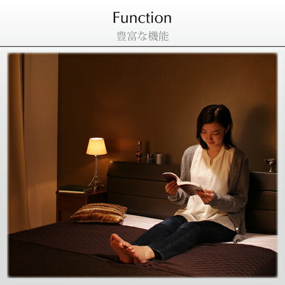 【新商品】棚・コンセント付きレザーすのこベッド Ivan イヴァン 国産ポケットコイルマットレス付き ダブル 送料無料