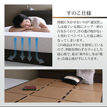 【新商品】棚・コンセント付きレザーすのこベッド Ivan イヴァン 国産ボンネルコイルマットレス付き シングル 送料無料