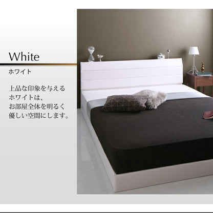 【新商品】棚・コンセント付きレザーすのこベッド Ivan イヴァン ラテックス入り国産ポケットコイルマットレス付き ダブル 送料無料