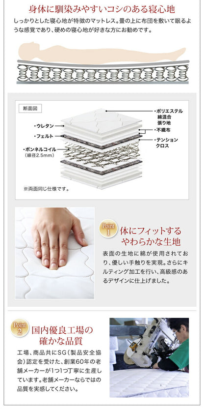 【新商品】棚・コンセント付きレザーすのこベッド Ivan イヴァン 国産ボンネルコイルマットレス付き シングル 送料無料