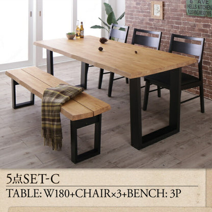 【新商品】天然木無垢材ヴィンテージデザインダイニング NELL ネル ダイニングテーブル W180 送料無料