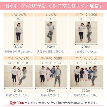 【新商品】豊富な6サイズ展開　厚さが選べる　寝心地も満足なひろびろファミリーマットレス セミシングル 厚さ12cm 送料無料