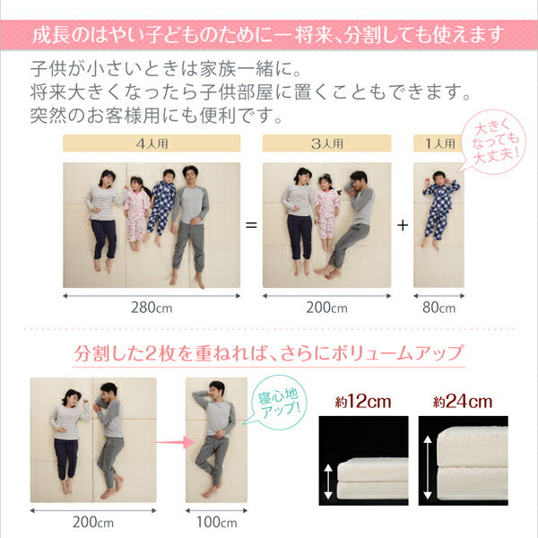 【新商品】豊富な6サイズ展開　厚さが選べる　寝心地も満足なひろびろファミリーマットレス ワイドK200 厚さ12cm 送料無料