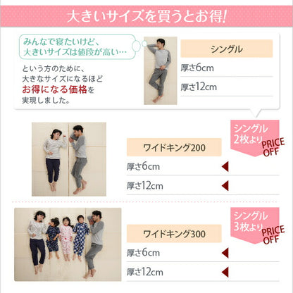 【新商品】豊富な6サイズ展開　厚さが選べる　寝心地も満足なひろびろファミリーマットレス セミシングル 厚さ12cm 送料無料