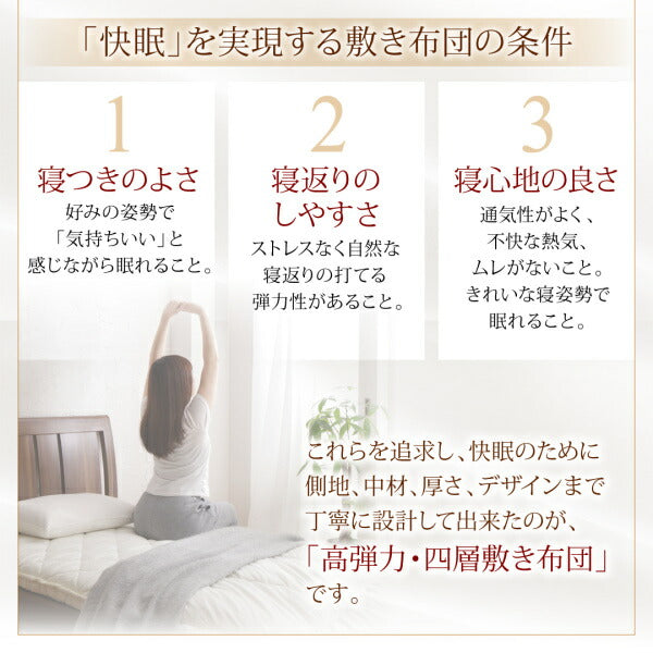【新商品】テイジン V-Lap使用 日本製  朝の目覚めを考えた　腰にやさしい　高弾力四層敷き布団 ダブル 送料無料