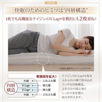 【新商品】テイジン V-Lap使用 日本製  朝の目覚めを考えた　腰にやさしい　高弾力四層敷き布団 シングル 送料無料