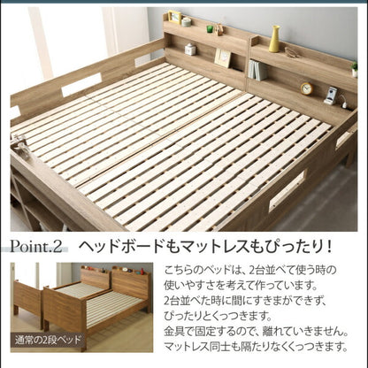 【新商品】組立設置付き 2段ベッドにもなるワイドキングサイズベッド Whentass ウェンタス 薄型抗菌国産ポケットコイルマットレス付き フルガード ワイドK200 送料無料