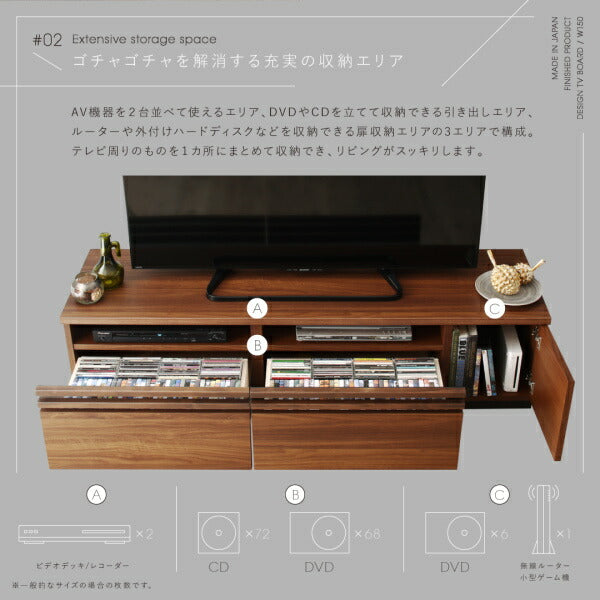 【新商品】国産完成品デザインテレビボード Willy ウィリー 150cm 送料無料