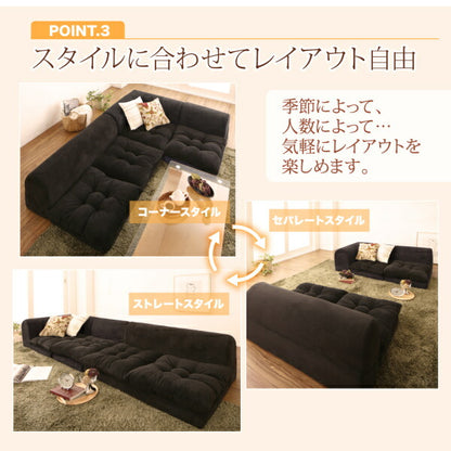【新商品】ふわふわなめらかマイクロファイバーフロアコーナーソファ mofｌi モフリ ソファ3点セット L字 1P+2P+コーナー 送料無料
