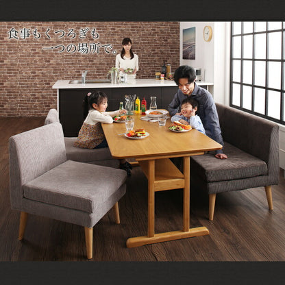 【新商品】組立設置付き ファミリー向け 棚付き ソファダイニングセット Colta コルタ 4点セット(テーブル+2Pソファ1脚+1Pソファ2脚) W150 送料無料