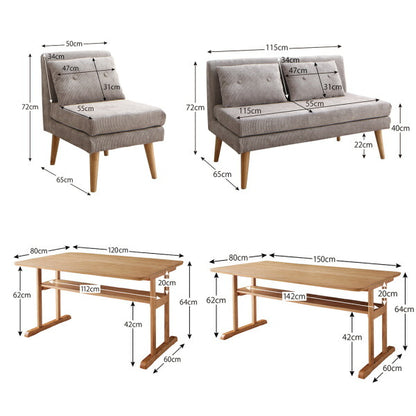 【新商品】組立設置付き ファミリー向け 棚付き ソファダイニングセット Colta コルタ 5点セット(テーブル+1Pソファ4脚) W120 送料無料