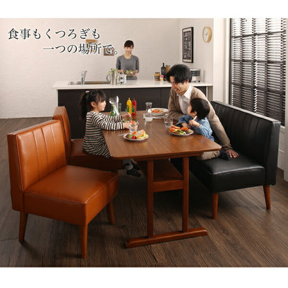 【新商品】組立設置付き ファミリー向け 棚付き ソファダイニングセット Galdy ガルディ 5点セット(テーブル+1Pソファ4脚) W120 送料無料