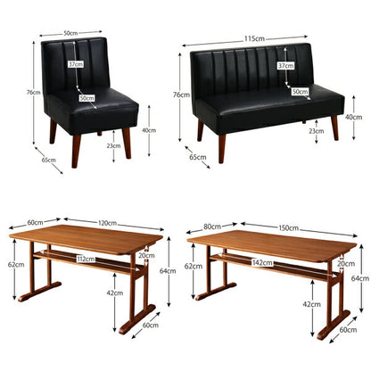 【新商品】組立設置付き ファミリー向け 棚付き ソファダイニングセット Galdy ガルディ 3点セット(テーブル+2Pソファ2脚) W150 送料無料