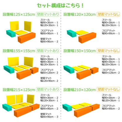 【新商品】法人様必見。子供に安全安心のコーナー型キッズプレイマット Pop Kids ポップキッズ 5点セット フロアマット2枚+スツール3枚 150×150 送料無料