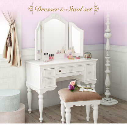 【新商品】オトナ女子にもぴったりなクラシカルプリンセスベッドシリーズ Couronne クロンヌ ドレッサー・スツールセット 送料無料