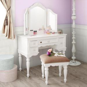 【新商品】オトナ女子にもぴったりなクラシカルプリンセスベッドシリーズ Couronne クロンヌ ドレッサー・スツールセット 送料無料
