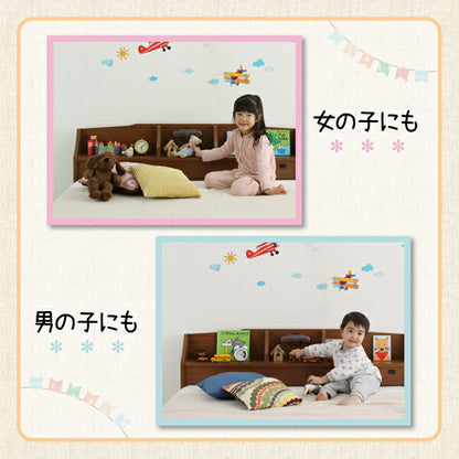 【新商品】親子で寝られる収納棚・照明付き連結ベッド JointFamily ジョイント・ファミリー ボンネルコイルマットレス付き クイーン(SS×2) 送料無料