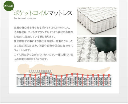 【新商品】親子で寝られる収納棚・照明付き連結ベッド JointFamily ジョイント・ファミリー 天然ラテックス入り国産ポケットコイルマットレス付き ワイドK220 送料無料