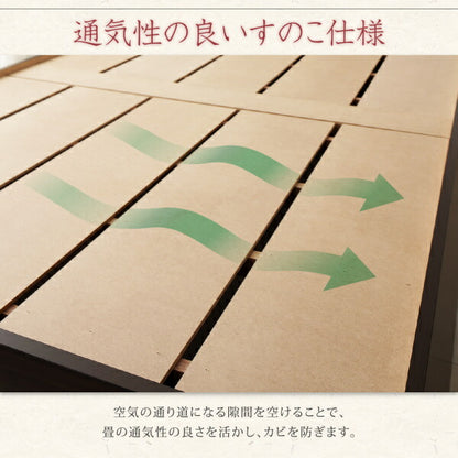 【新商品】お客様組立 布団が収納できる棚・コンセント付き畳ベッド クッション畳 ダブル 送料無料