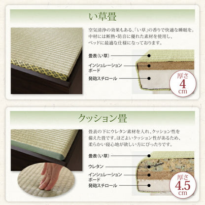 【新商品】お客様組立 布団が収納できる棚・コンセント付き畳ベッド 洗える畳 シングル 送料無料