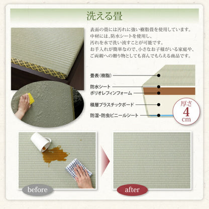 【新商品】お客様組立 布団が収納できる棚・コンセント付き畳ベッド い草畳 セミダブル 送料無料