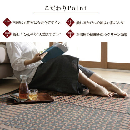 【新商品】掛川織国産デザインい草ラグ　 礎 いしずえ 不織布あり 191×250cm 送料無料
