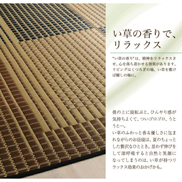 【新商品】掛川織国産デザインい草ラグ　 礎 いしずえ 不織布あり 191×191cm 送料無料