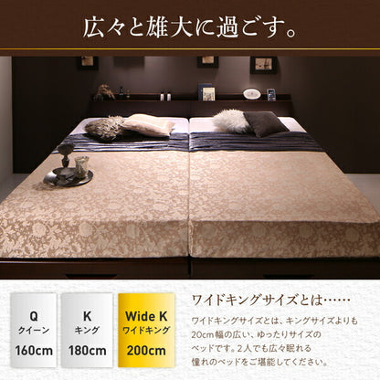 【新商品】お客様組立 棚・コンセント付き国産大型サイズ頑丈跳ね上げ収納ベッド ナヴァル Naval マルチラススーパースプリングマットレス付き 縦開き キング(SS+S) 送料無料