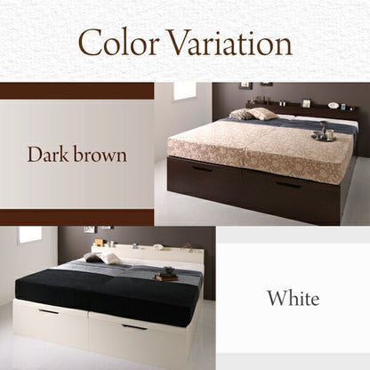 【新商品】お客様組立 棚・コンセント付き国産大型サイズ頑丈跳ね上げ収納ベッド ナヴァル Naval 薄型スタンダードポケットコイルマットレス付き 縦開き キング(SS+S) 送料無料