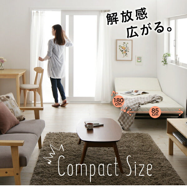 【新商品】完成品 組立不要 女性に優しいおしゃれで可愛いコンパクト折りたたみベッド Mallow マロウ セミシングル ショート丈 送料無料
