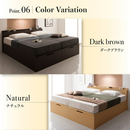 【新商品】組立設置付 棚・コンセント付国産大型サイズ跳ね上げ収納ベッド Landelutz ランデルッツ 薄型プレミアムボンネルコイルマットレス付き 縦開き キング(SS+S) 送料無料