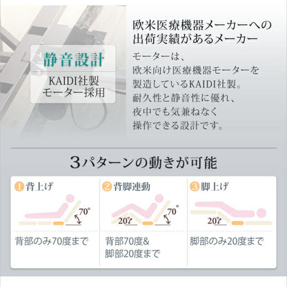 【新商品】お客様組立 寝返りができる棚・コンセント・ライト付き幅広電動介護ベッド ウレタンマットレス付き ２モーター セミダブル 送料無料