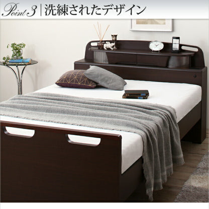 【新商品】お客様組立 寝返りができる棚・コンセント・ライト付き幅広電動介護ベッド ウレタンマットレス付き ２モーター セミダブル 送料無料