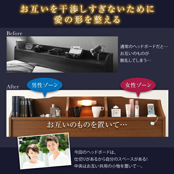 【新商品】国産　コンセント・照明付　カップルにうれしいフロアベッド   天然ラテックス入り国産ポケットコイルマットレス付き ダブル 送料無料