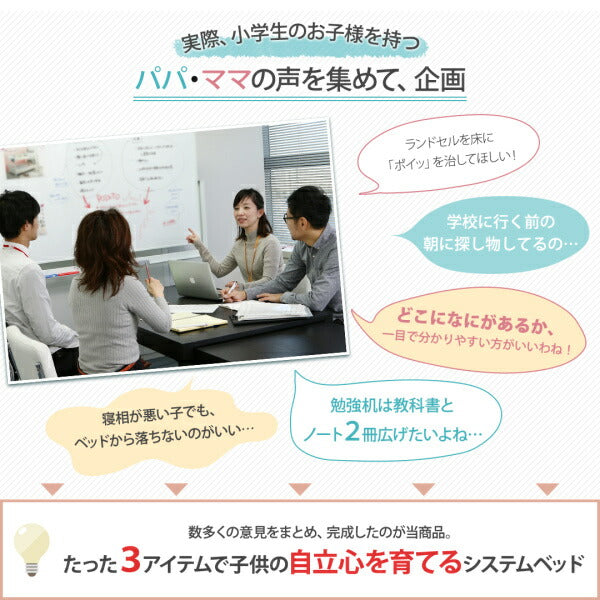 【新商品】お客様組立 子供がすくすく育つ　ランドセルラック付木目調システムベッド Mamma マンマ シングル 送料無料