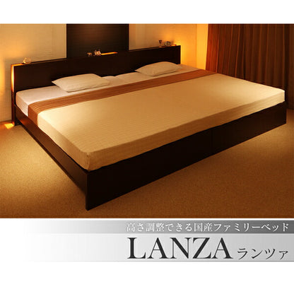【新商品】お客様組立 高さ調整できる国産ファミリーベッド LANZA ランツァ スタンダードボンネルコイルマットレス付き ワイドK280 送料無料