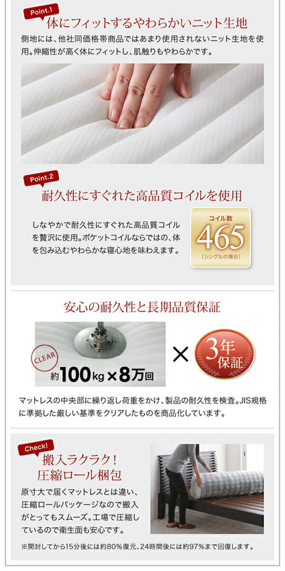 組立設置付 高さ調整できる国産ファミリーベッド LANZA ランツァ スタンダードボンネルコイルマットレス付き セミダブル 送料無料