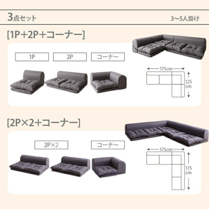 【新商品】フロアコーナーソファ Populs ポプルス ソファ3点セット 1P+2P+コーナー 送料無料